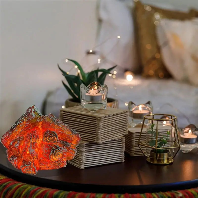 LED Flameless Fireplace Light – Realistic Log Flame Decor