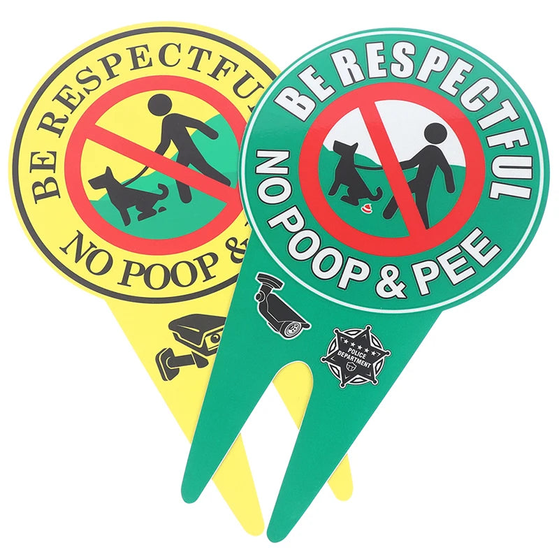 Double-Sided No Dog Fouling Garden Sign with Stake 12"x6"