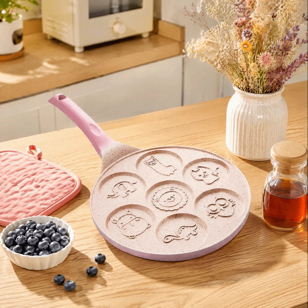 7-Hole Non-Stick Mini Pancake Pan – Animal Design Griddle