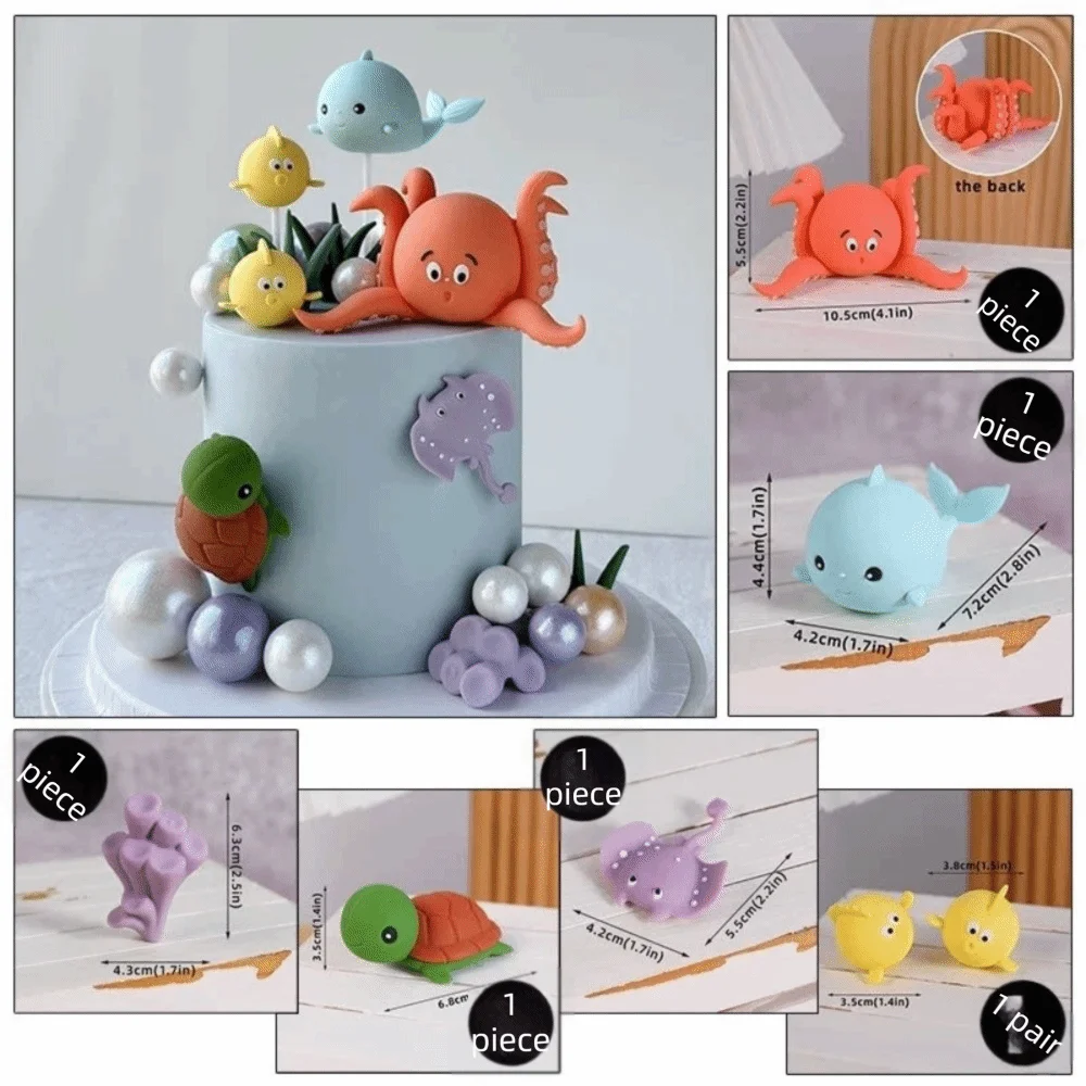 Ocean Theme PVC Cake Topper – Sea Animals Birthday Decor