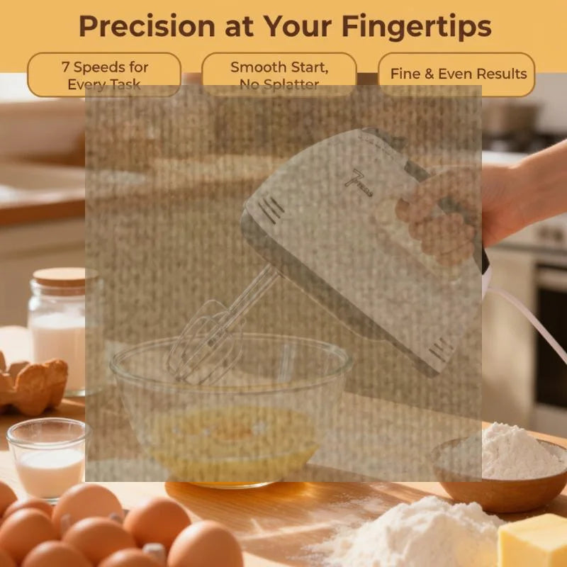 7-Speed Electric Hand Mixer with Beaters & Dough Hooks