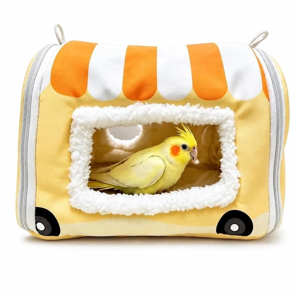 Fleece-Lined Parrot Hanging Nest Hut – Warm Bird Sleeping Tent