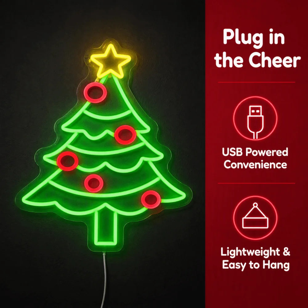 Multicolor Christmas LED Neon Sign USB Powered Wall Decor
