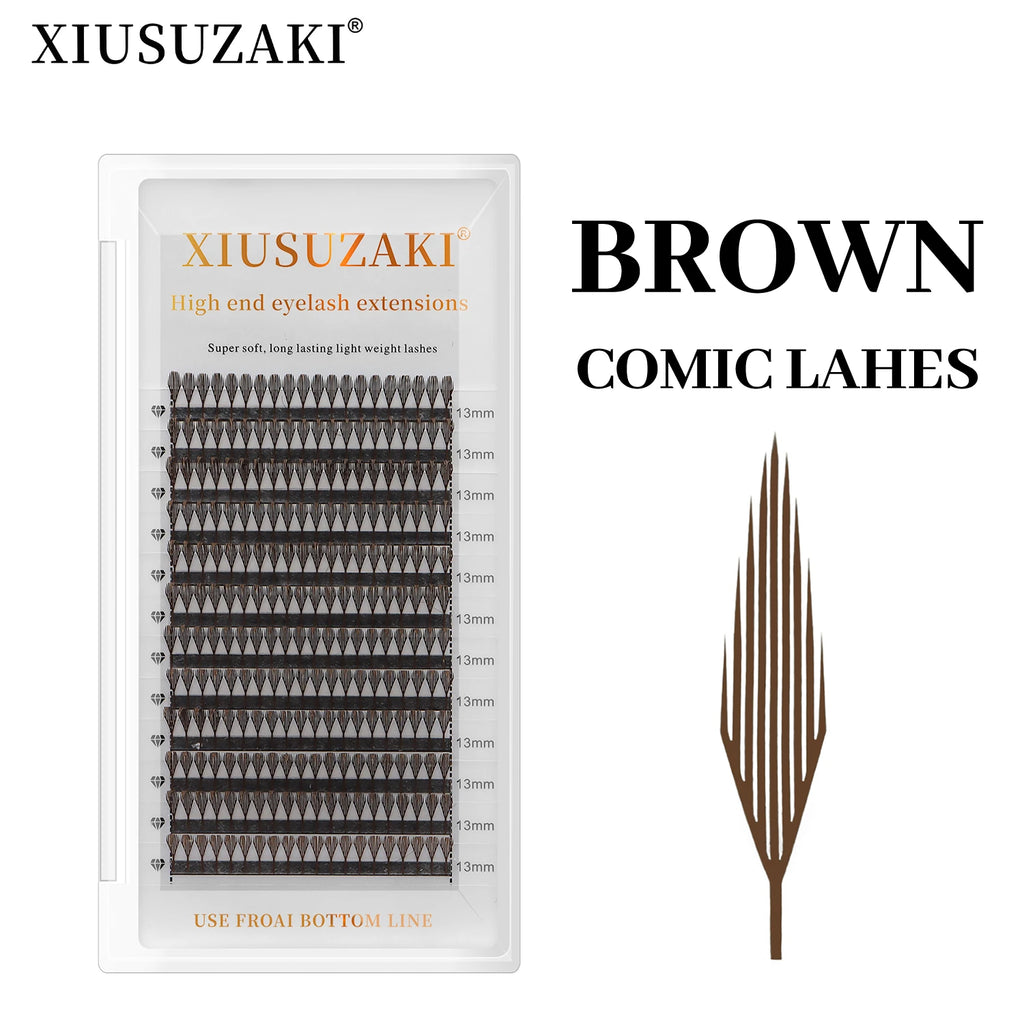 XIUSUZAKI Brown Premade Fan Volume Eyelash Extensions