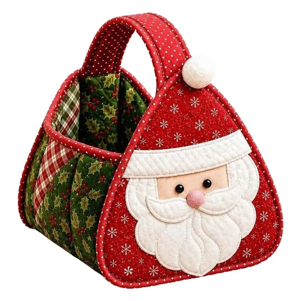Christmas Quilted DIY Tote Basket – Foldable Patchwork Carry Bag