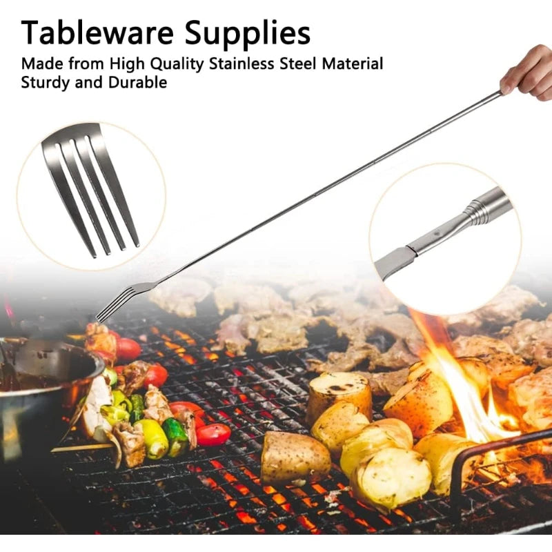 Telescopic Extendable Stainless Steel Fork – BBQ & Dining