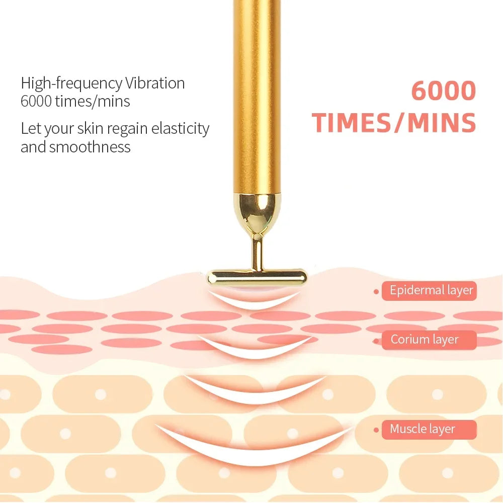 24K Gold Vibrating Facial Beauty Bar – Firming Roller Massager