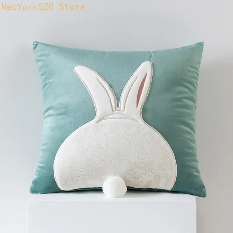 Rabbit Cushion Cover 45x45cm Square Sofa Decorative Pillow