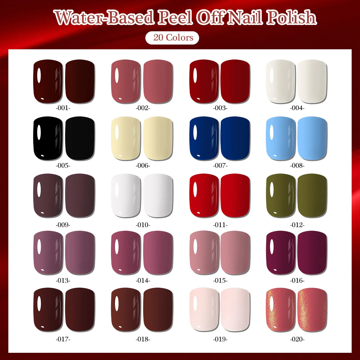 Misscheering 20 Colors Peel-Off Nail Polish – Glitter & Nude