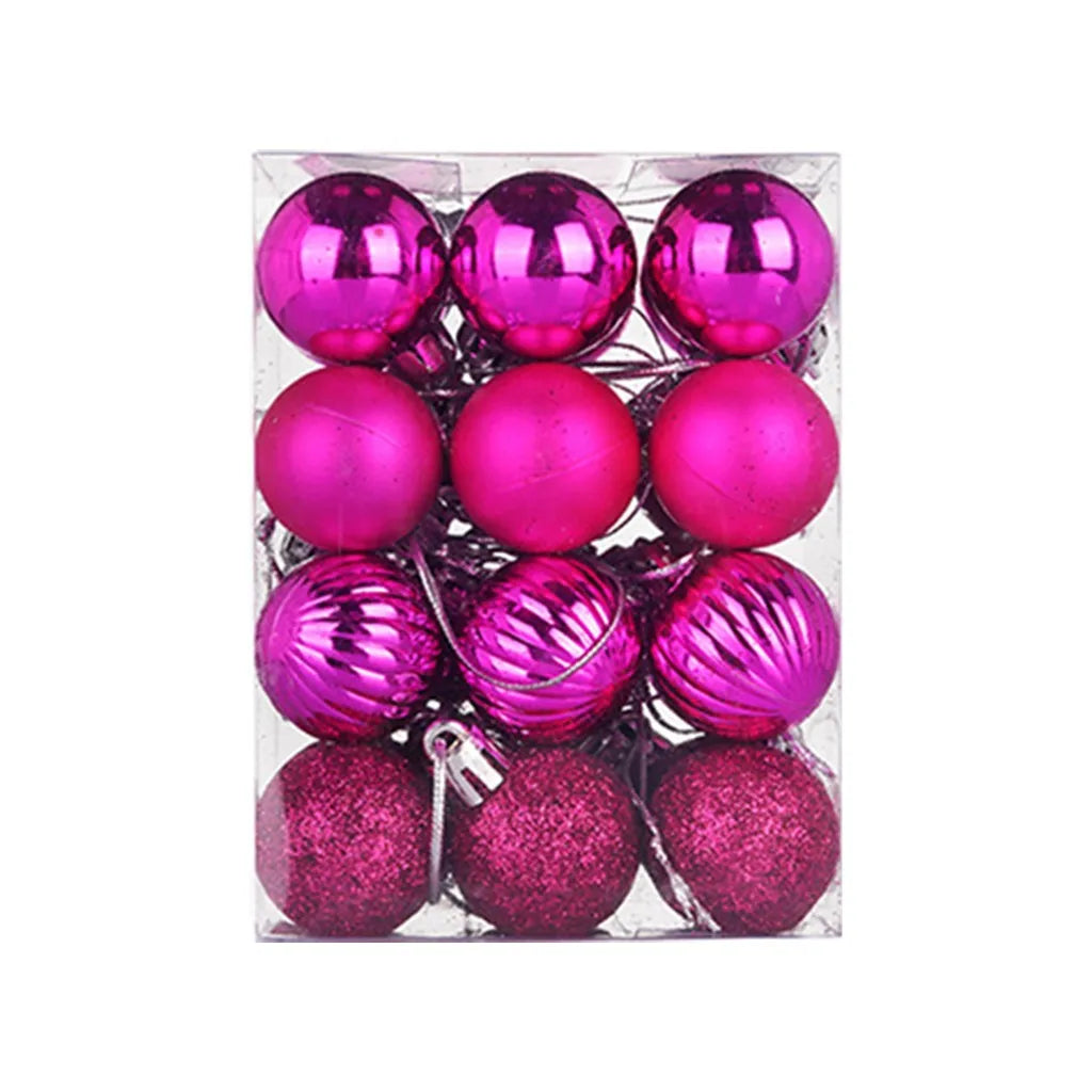 24-Pack 30mm Christmas Ball Baubles Glitter Tree Ornaments