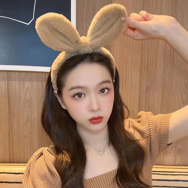 Rabbit Ear Plush Headband for Women – Cute Hair Hoop