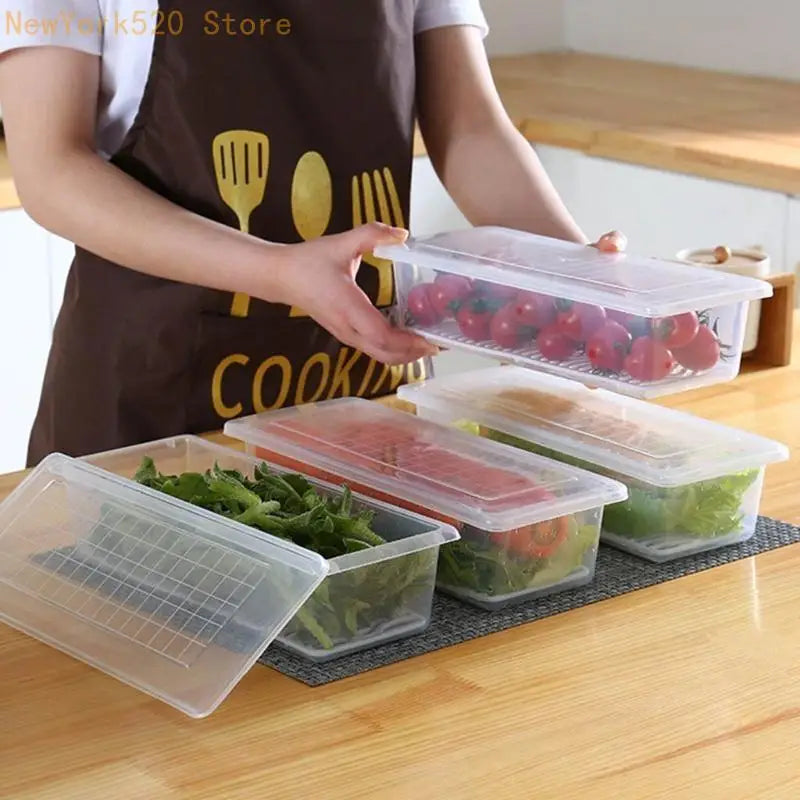 Fresh Produce Storage Box with Drain Mat – Fridge Organizer