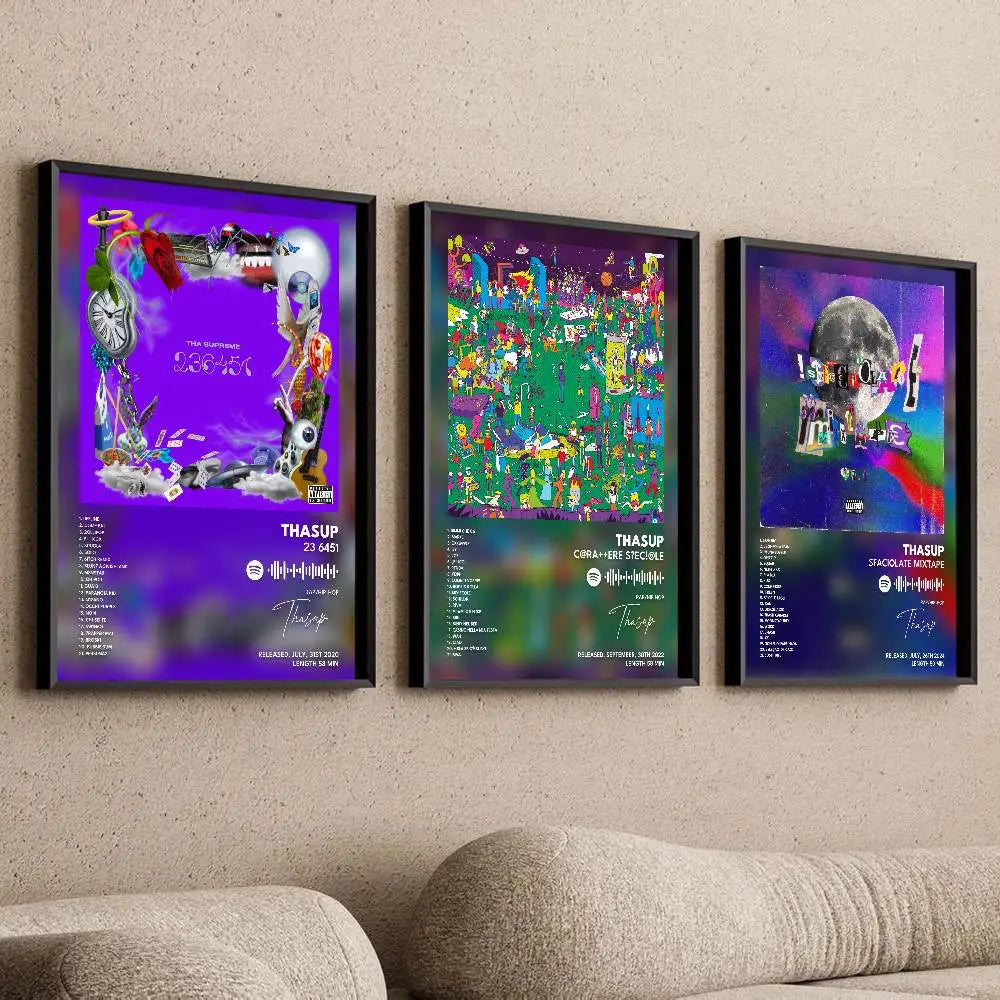 Thasup Self-Adhesive Art Poster Waterproof Wall Sticker Decor