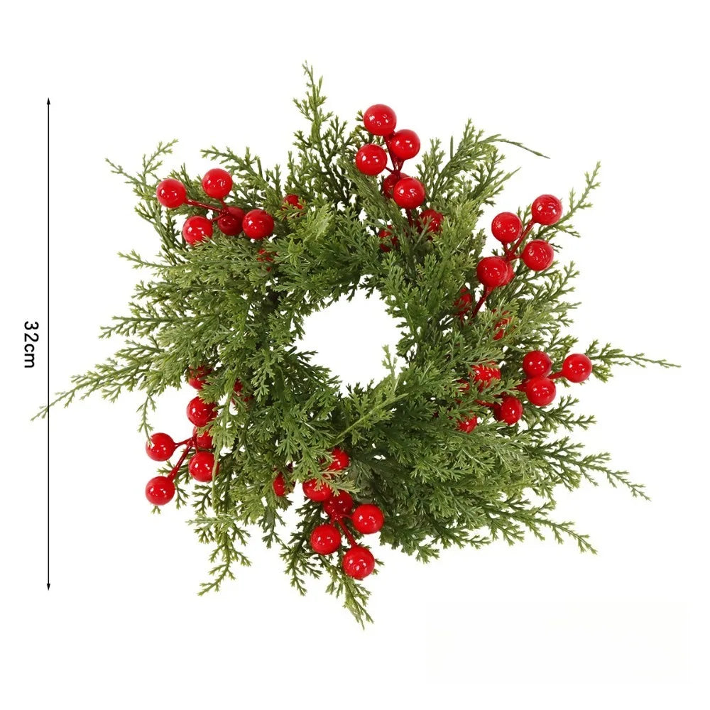 Artificial Christmas Pine Eucalyptus Wreath with Red Berries