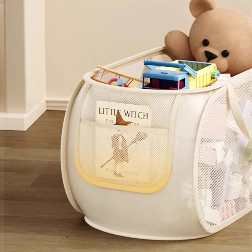 Large Foldable Kids Toy Storage Basket – Breathable Mesh Bin