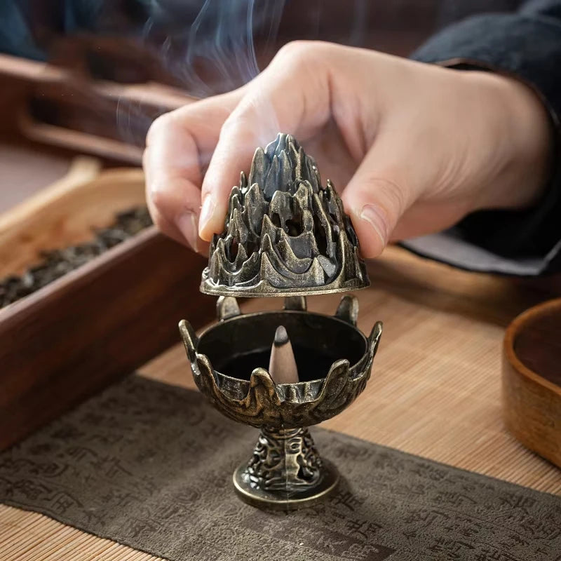 Vertical Mini Alloy Hollow Incense Burner – Tabletop Holder