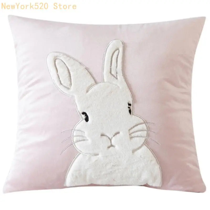 Rabbit Cushion Cover 45x45cm Square Sofa Decorative Pillow