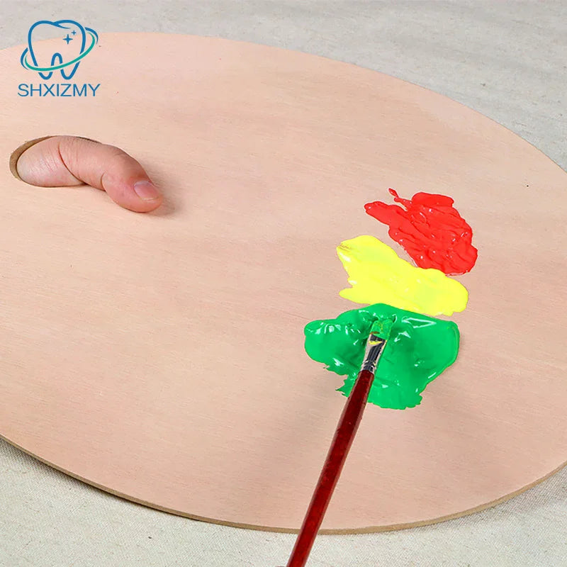 Wooden Paint Palette with Thumb Hole – Color Mixing Tray