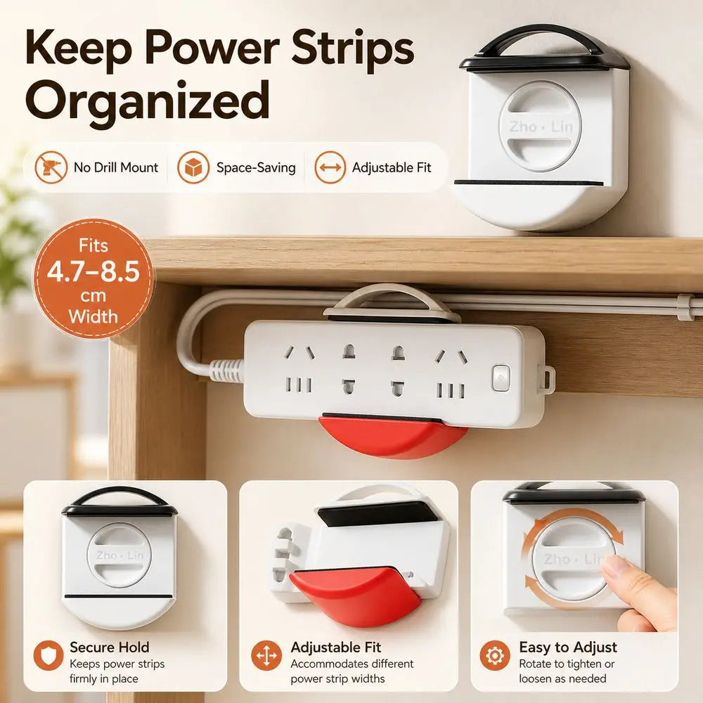 Wall Mount Power Strip Holder – No-Drill Suction Cup Organizer