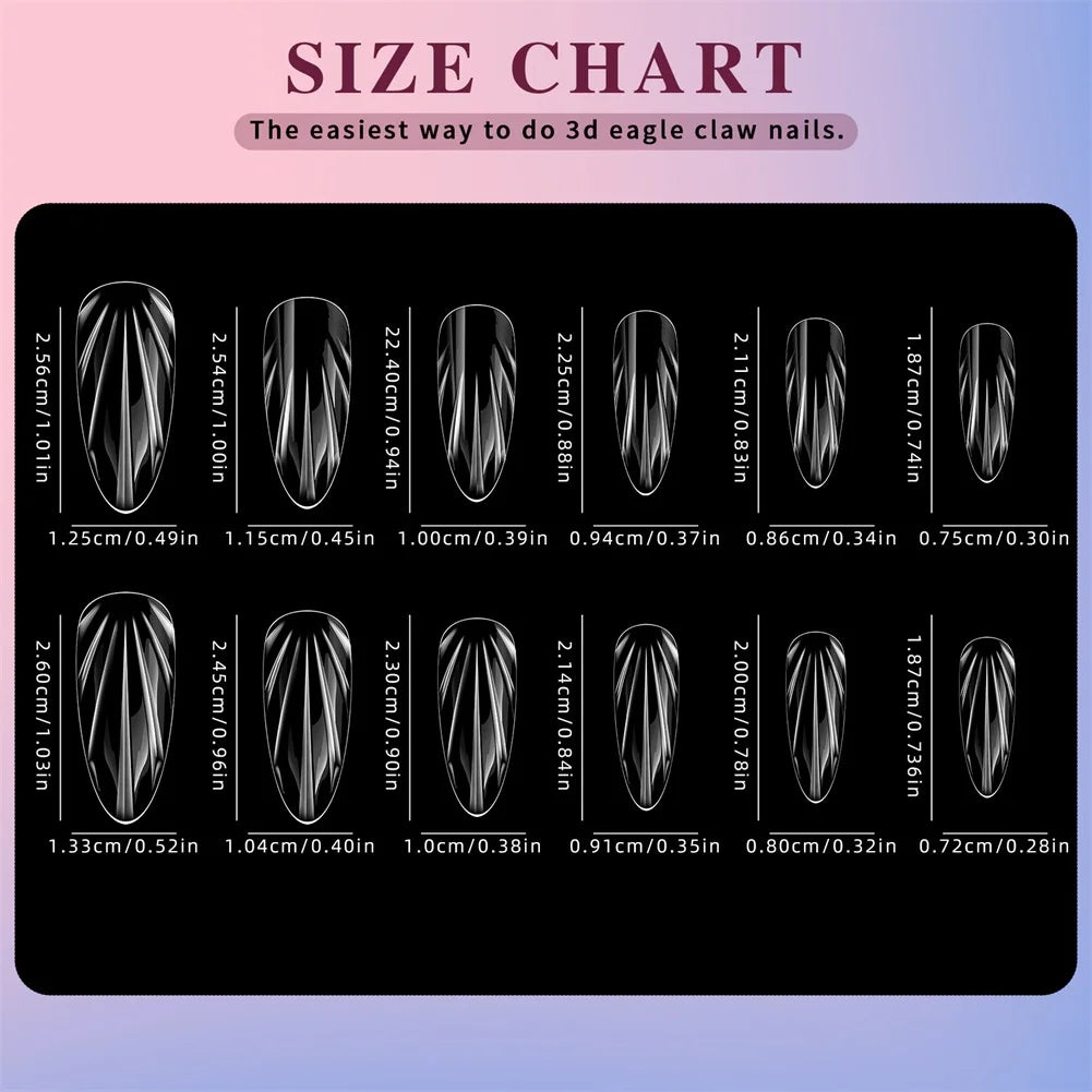 140pcs 3D Shell Press-On Nails Iridescent Rhombus Almond