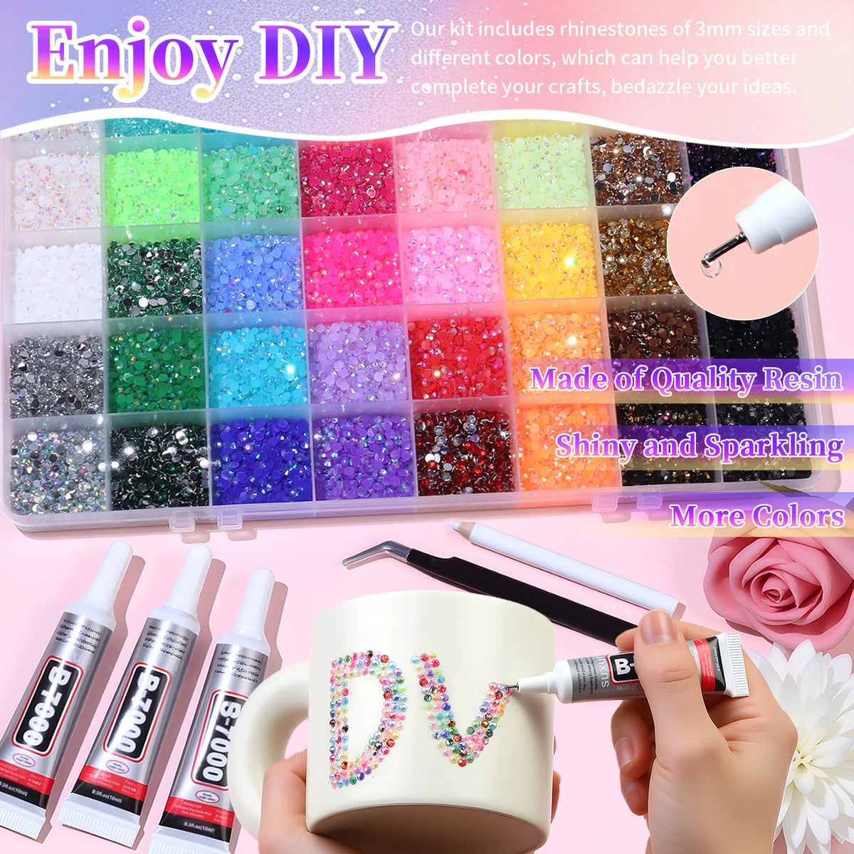Nail Art Rhinestones Kit 31/40/48 Grids – Flat Back Gems