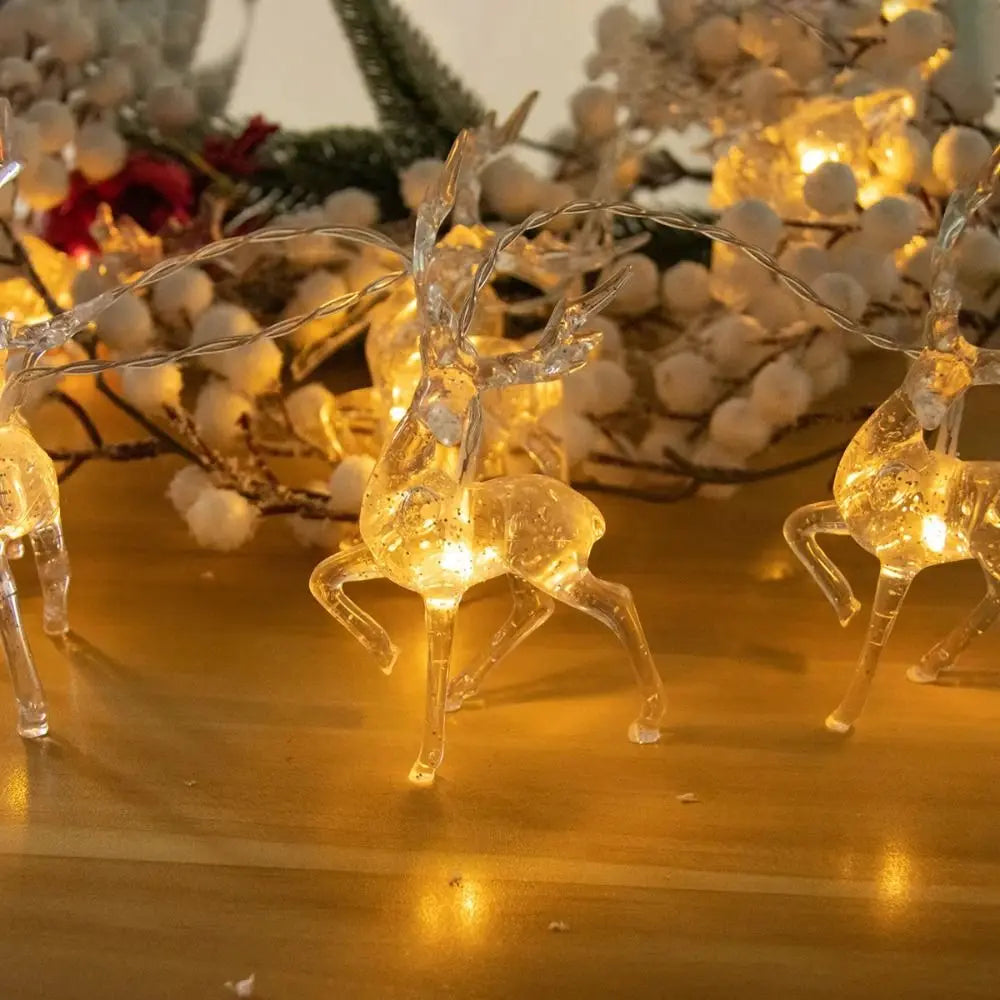 3D Reindeer LED String Lights 1.5m Battery Powered Indoor