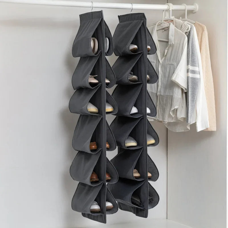 Hanging Shoe Organizer Bag – Multi-Layer Foldable Wardrobe Storage