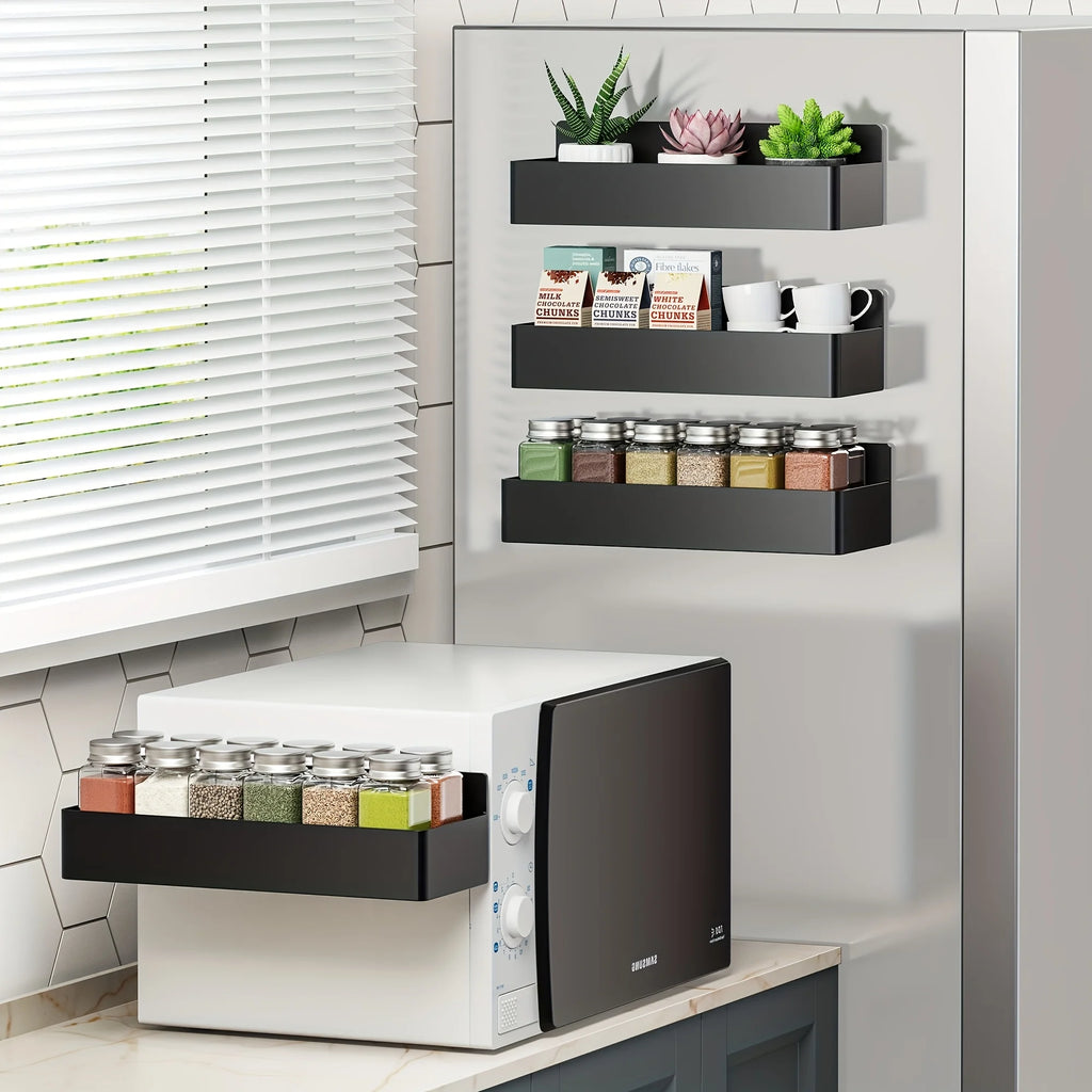Magnetic Fridge Shelf Organizer Set of 2 – Metal Spice Rack