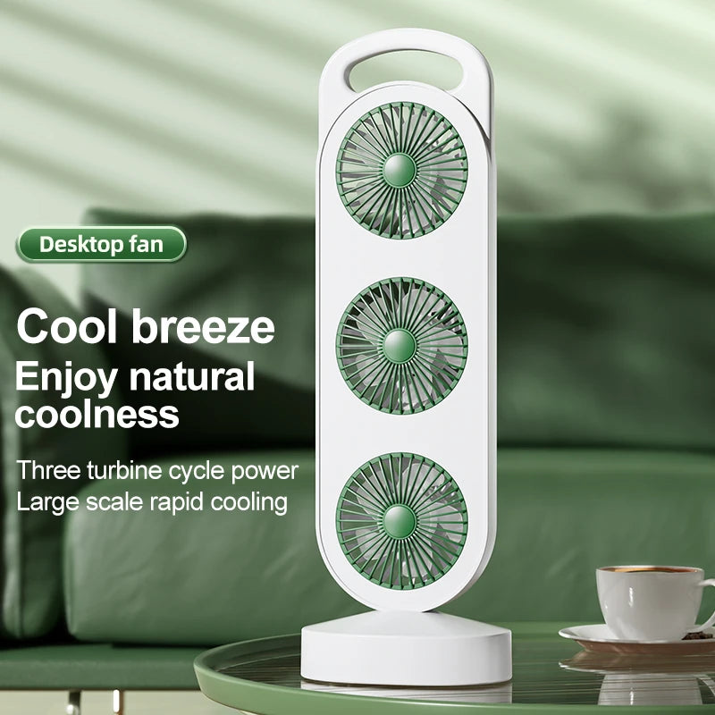 VIBE 3-Outlet USB Rechargeable Desktop Fan – 3 Speed Settings