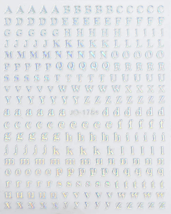 Holographic A-Z Alphabet Nail Stickers 3D Letter Nail Decals