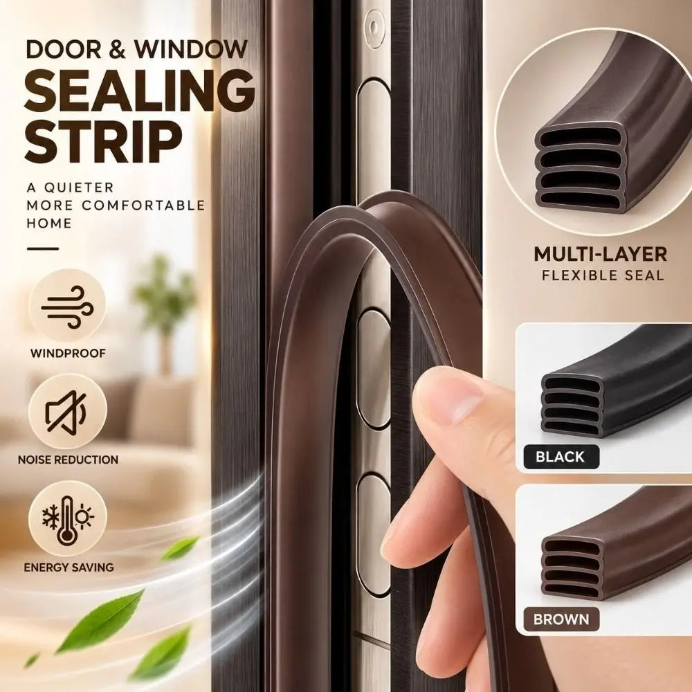 Self-Adhesive Door Seal Strip Rubber Weather Stripping 6m Roll