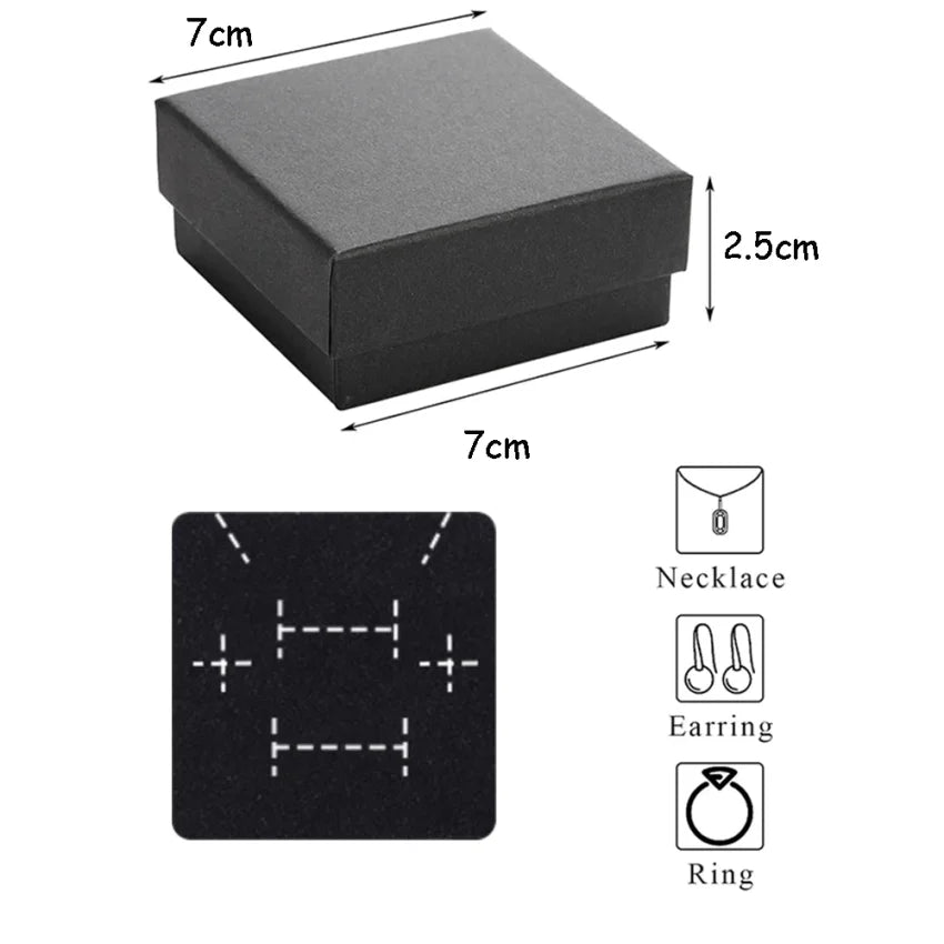32-Pack Black Kraft Jewelry Gift Boxes with Foam Insert 7×7×2.5cm