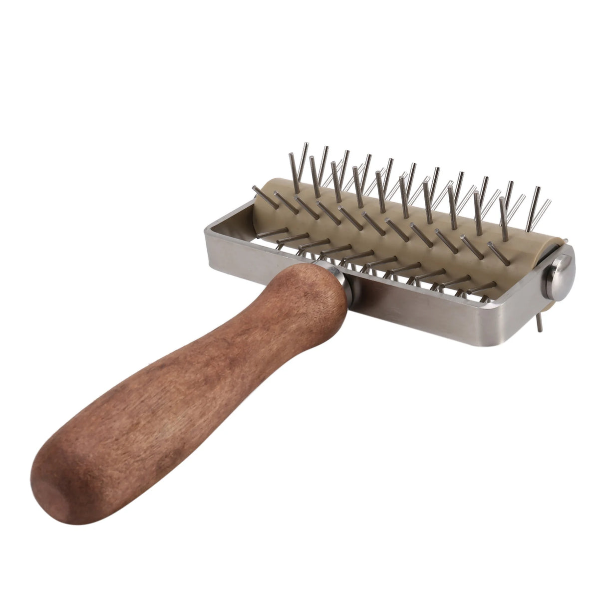 Stainless Steel Pizza Dough Needle Roller Puncher – Wood Handle