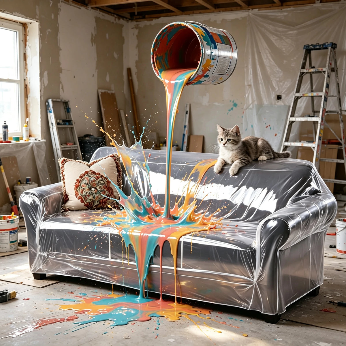 Clear Waterproof Sofa Cover – Heavy-Duty Pet Scratch Protector