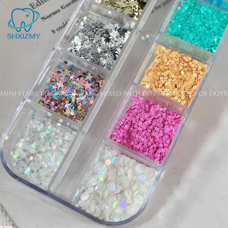 12-Grid Holographic Glitter Nail Art Sequins – DIY Manicure Set
