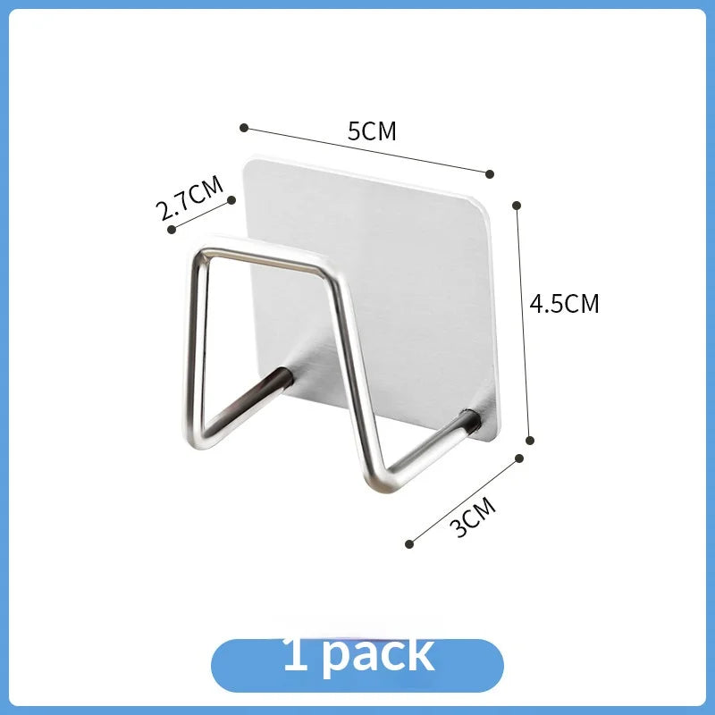 Self-Adhesive Stainless Steel Sink Sponge Rack & Hook