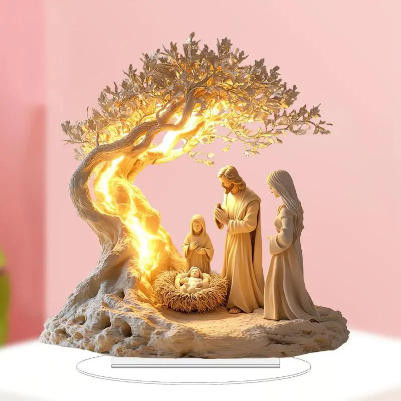 2D Flat Acrylic Nativity Scene Christmas Tabletop Ornament