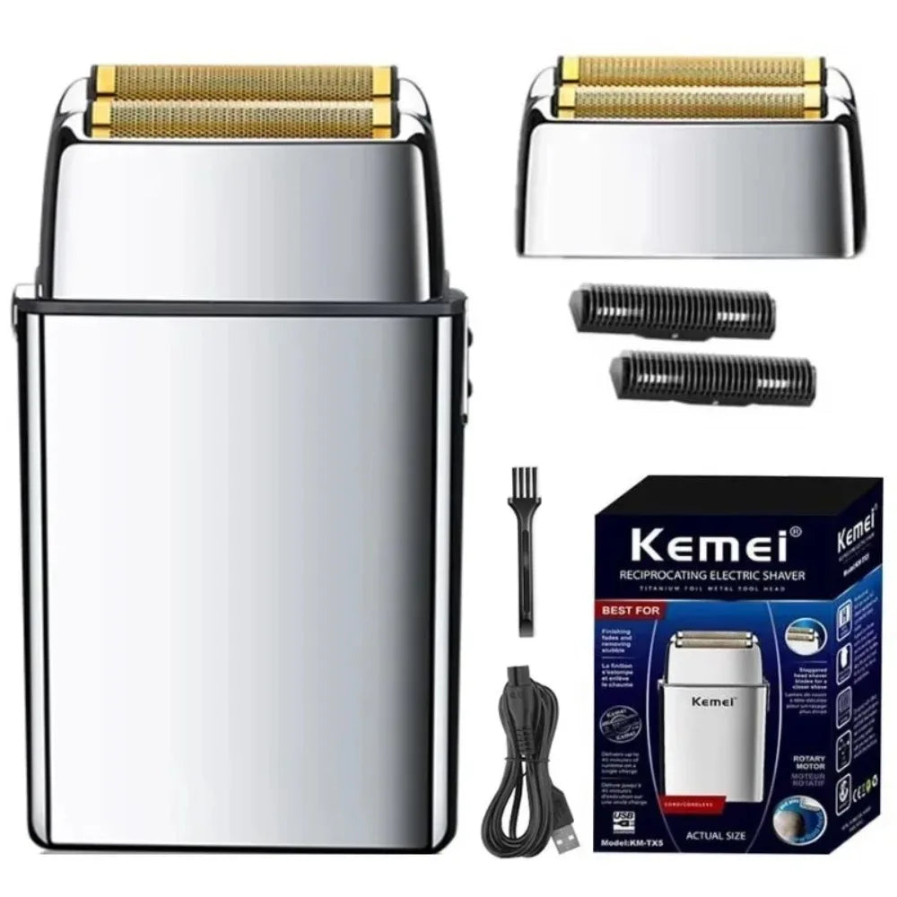 Kemei KM-TX5 Pro Metal Electric Shaver – Rechargeable Men's Razor