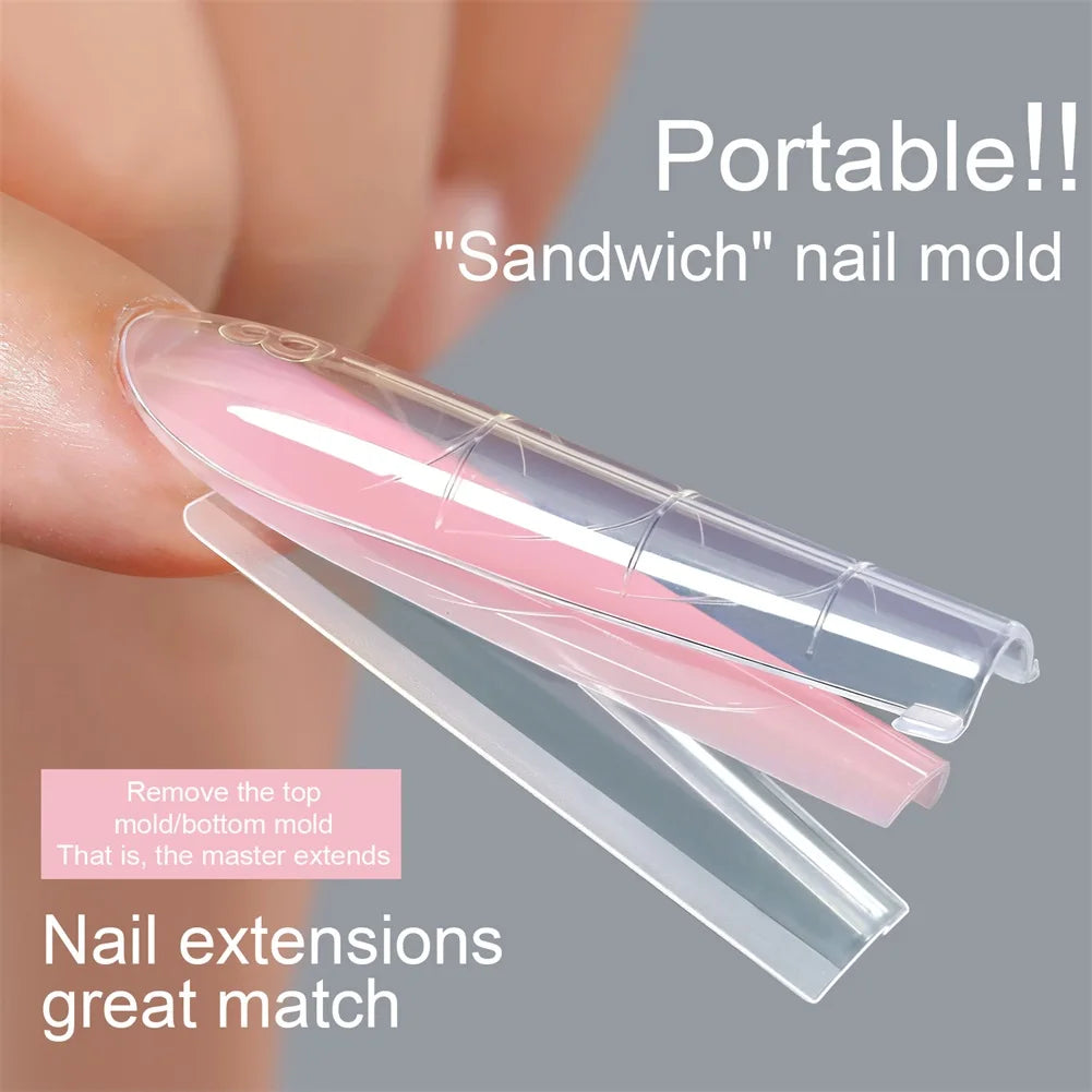 256pcs Sandwich Nail Extension Molds – Dual Forms Poly Gel Kit
