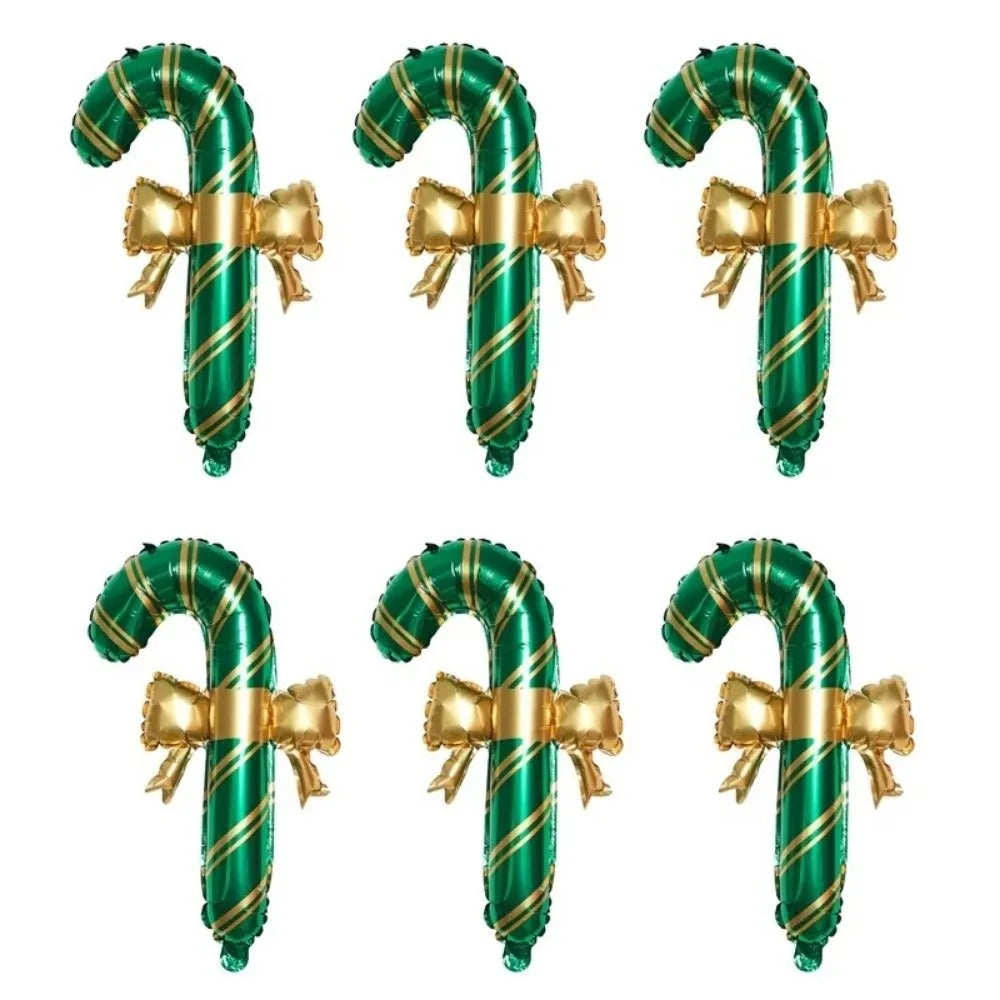 6-Pack Christmas Candy Cane Foil Balloons – Red & Green