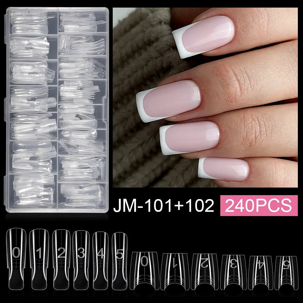 240Pcs Dual Form Nail Extension Molds – Clear UV Gel Tips