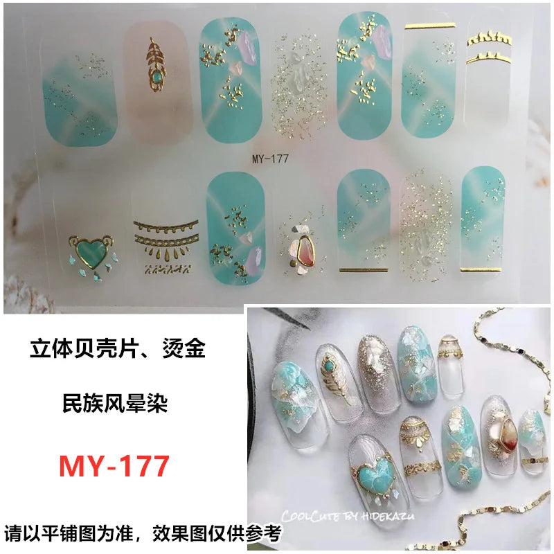 Summer Nail Art Stickers – 14-Tip Full Cover Gel Film Decals
