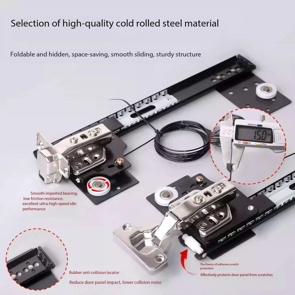 Hidden Folding Swing Door Track & Invisible Hinge Hardware Kit