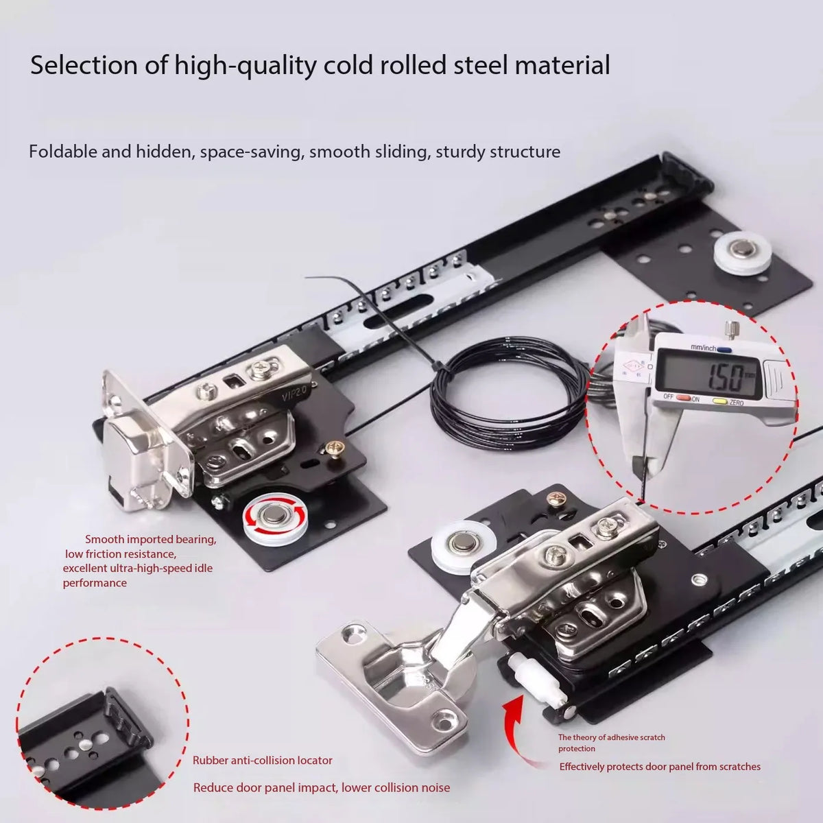 Hidden Folding Swing Door Track & Invisible Hinge Hardware Kit