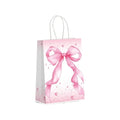 5-Pack Pink Kraft Paper Gift Bags with White Bow | Birthday