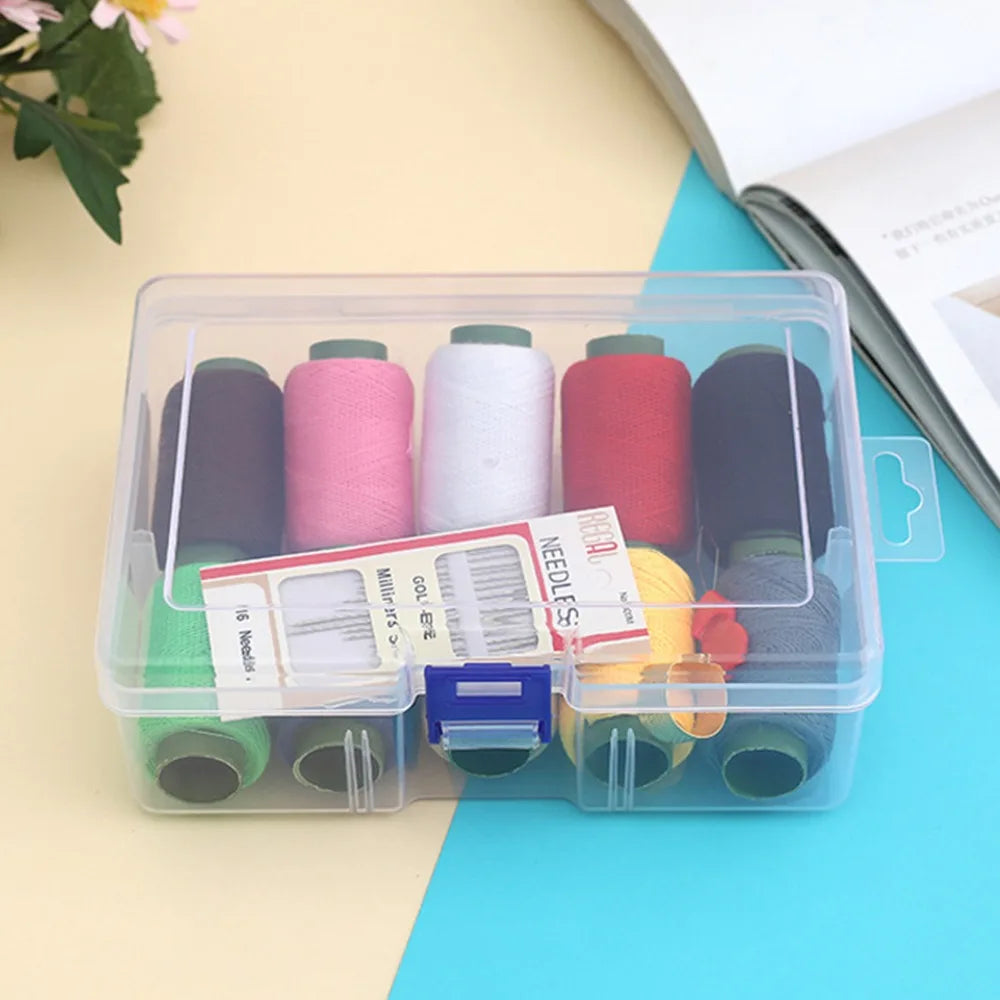 21-Piece Sewing Kit with Storage Box & 10-Color Thread Set