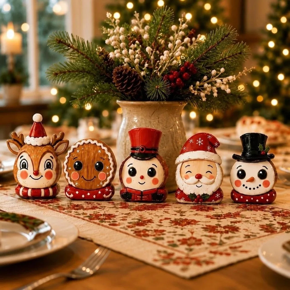 Wooden Christmas Tabletop Figure – Santa & Snowman Decor