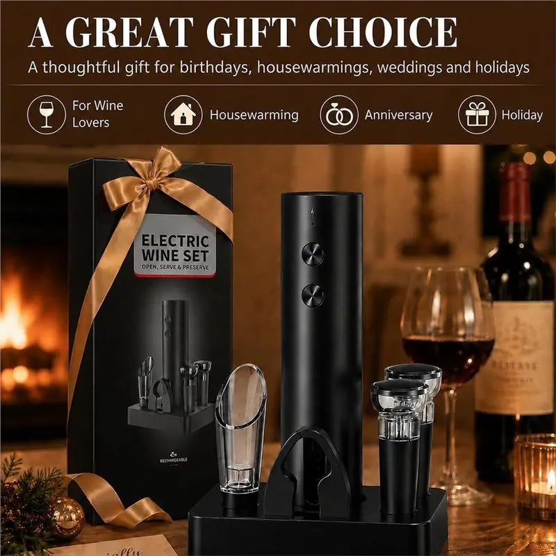 Electric Wine Opener Set – Rechargeable Automatic Corkscrew