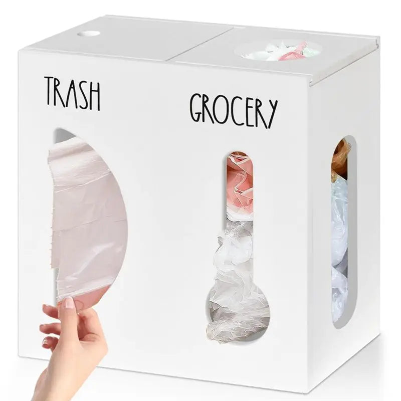 2-in-1 Wood Trash Bag & Grocery Bag Dispenser Wall Mount