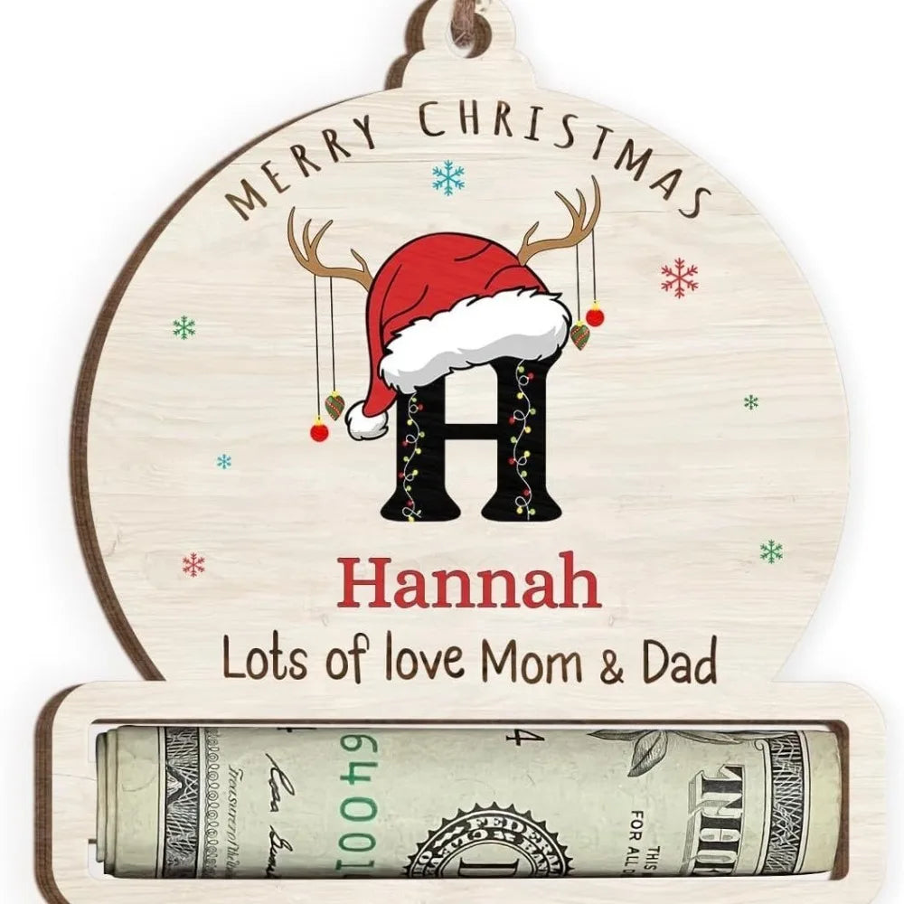 Wooden Christmas Money Card Holder DIY Gift Pendant
